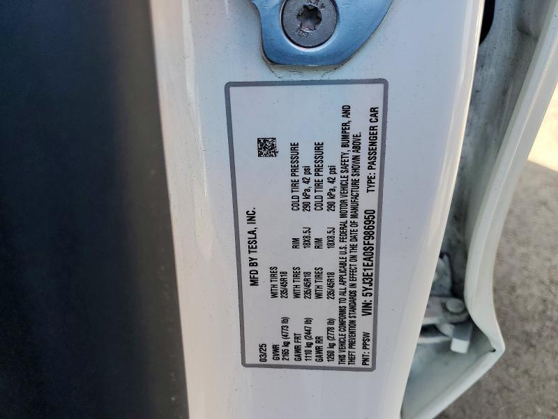 Продажа на аукционе авто 2025 Tesla Model 3, vin: 5YJ3E1EA0SF986950, номер лота: 46054716