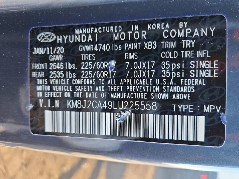 Продажа на аукционе авто 2020 Hyundai Tucson, vin: KM8J2CA49LU225558, номер лота: 46650336