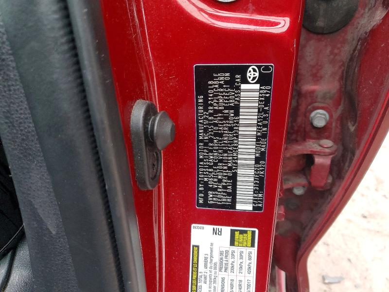 45672356 :رقم المزاد ، 5YFS4MCE8NP138216 vin ، 2022 Toyota Corolla مزاد بيع