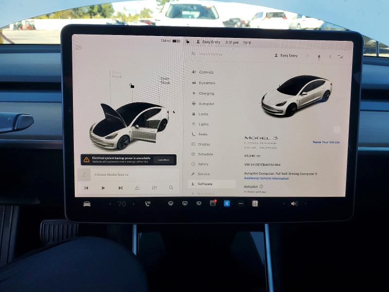 Aukcja sprzedaży 2019 Tesla Model 3, vin: 5YJ3E1EB4KF511164, numer aukcji: 41650026