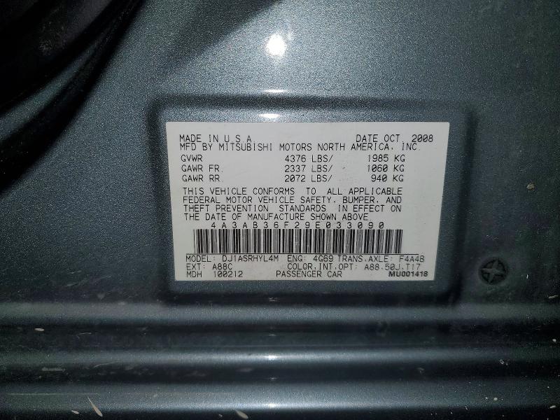 Aukcja sprzedaży 2009 Mitsubishi Galant, vin: 4A3AB36F29E033090, numer aukcji: 47448676