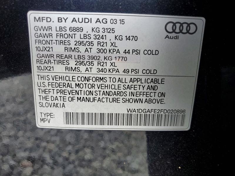 Продаж на аукціоні авто 2015 Audi Q7, vin: WA1DGAFE2FD020896, номер лоту: 46003106