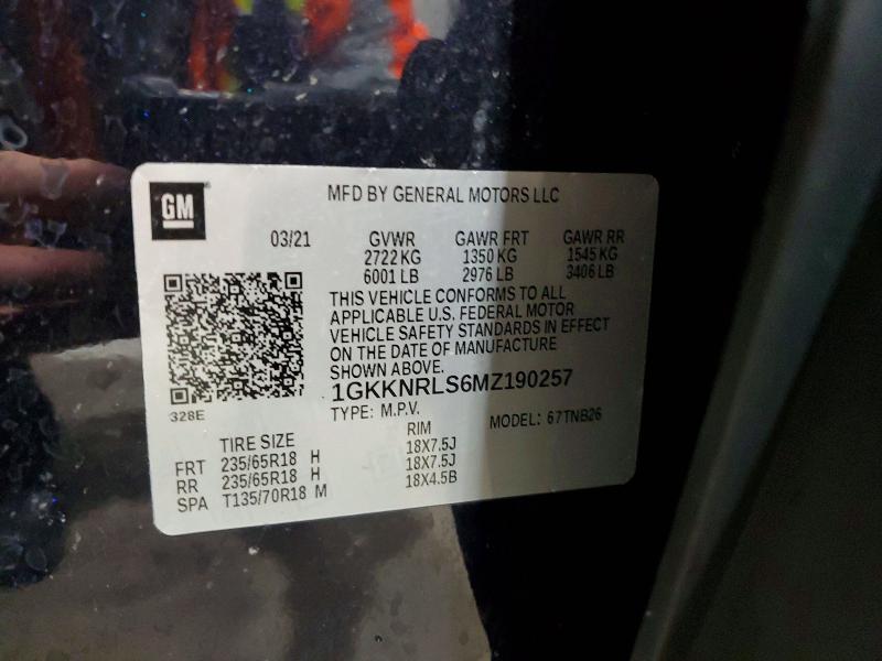 2021 Gmc Acadia მანქანა იყიდება აუქციონზე, vin: 1GKKNRLS6MZ190257, აუქციონის ნომერი: 46533526