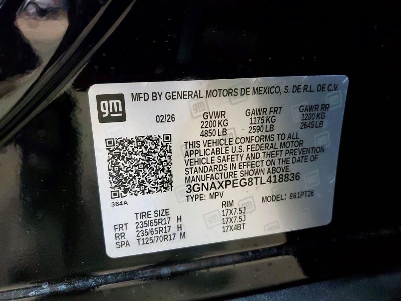 Продаж на аукціоні авто 2026 Chevrolet Equinox, vin: 3GNAXPEG8TL418836, номер лоту: 47825006