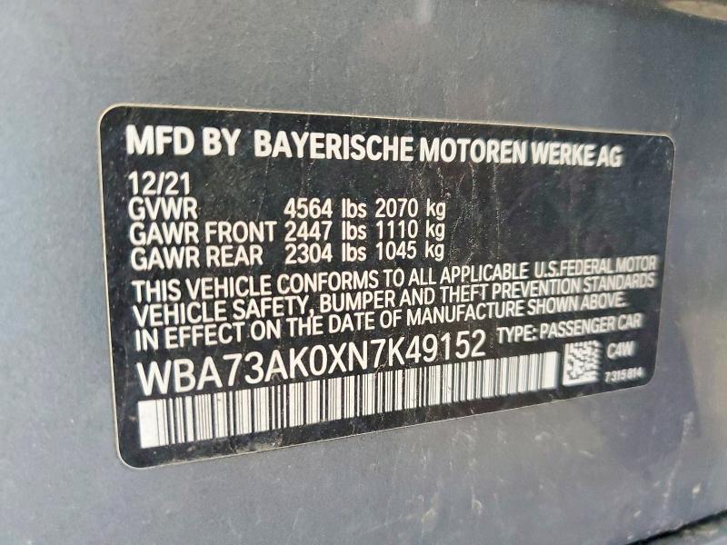 Продажа на аукционе авто 2022 Bmw 228xi, vin: WBA73AK0XN7K49152, номер лота: 47889876