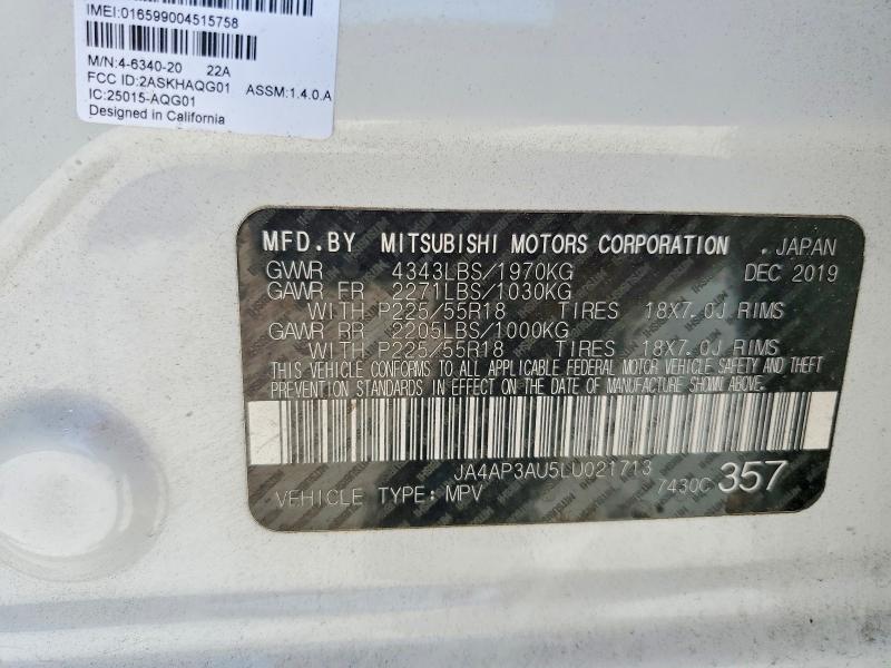 Продаж на аукціоні авто 2020 Mitsubishi Outlander Sport, vin: JA4AP3AU5LU021713, номер лоту: 46669916