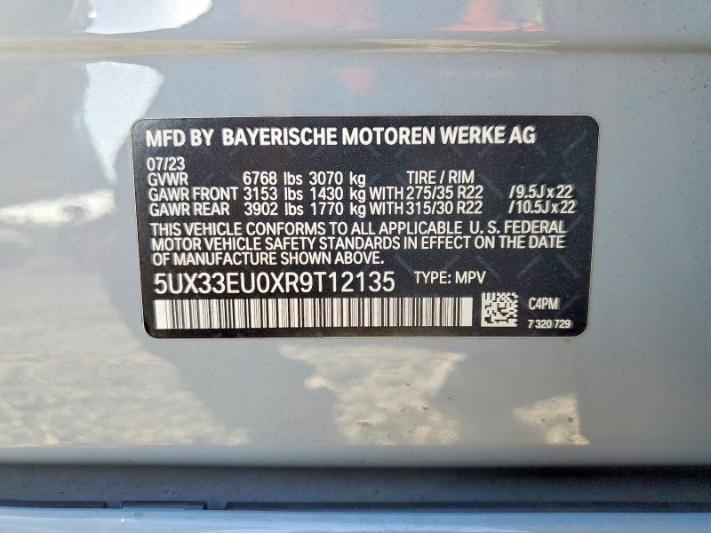 2024 Bmw X5 მანქანა იყიდება აუქციონზე, vin: 5UX33EU0XR9T12135, აუქციონის ნომერი: 46538156