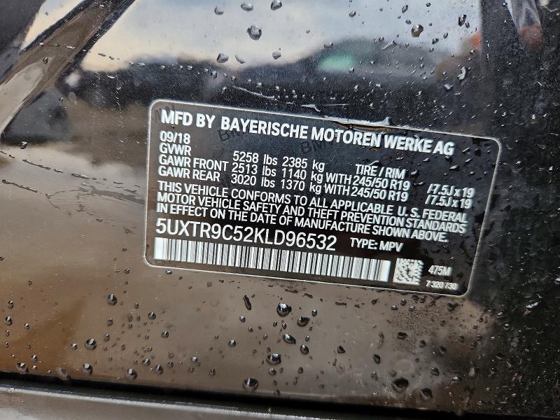 2019 Bmw X3 მანქანა იყიდება აუქციონზე, vin: 5UXTR9C52KLD96532, აუქციონის ნომერი: 46708876