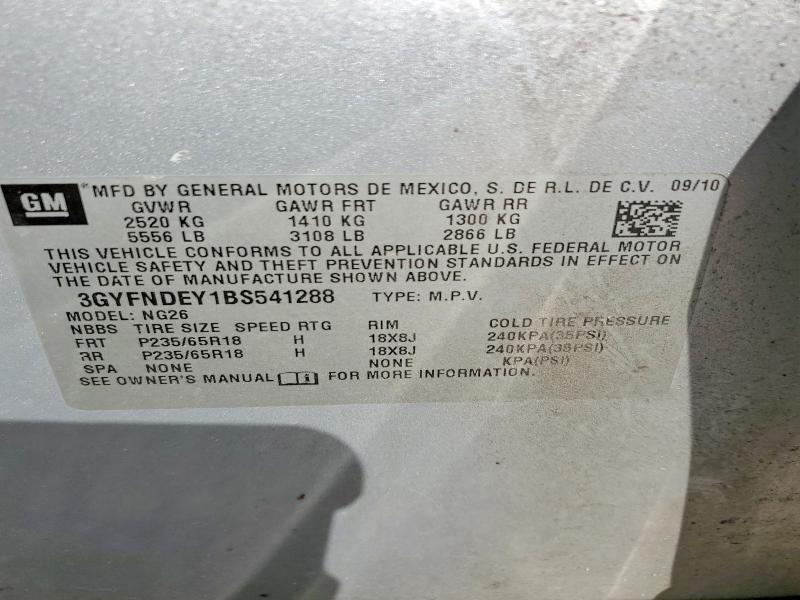 79543105 :رقم المزاد ، 3GYFNDEY1BS541288 vin ، 2011 Cadillac Srx مزاد بيع