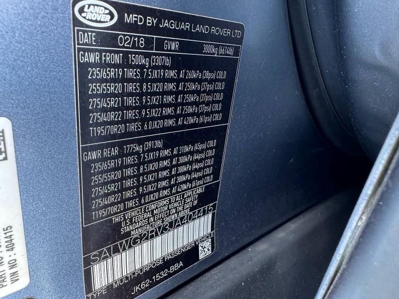 45466676 :رقم المزاد ، SALWG2RV3JA404415 vin ، 2018 Land Rover Range Rover Sport مزاد بيع
