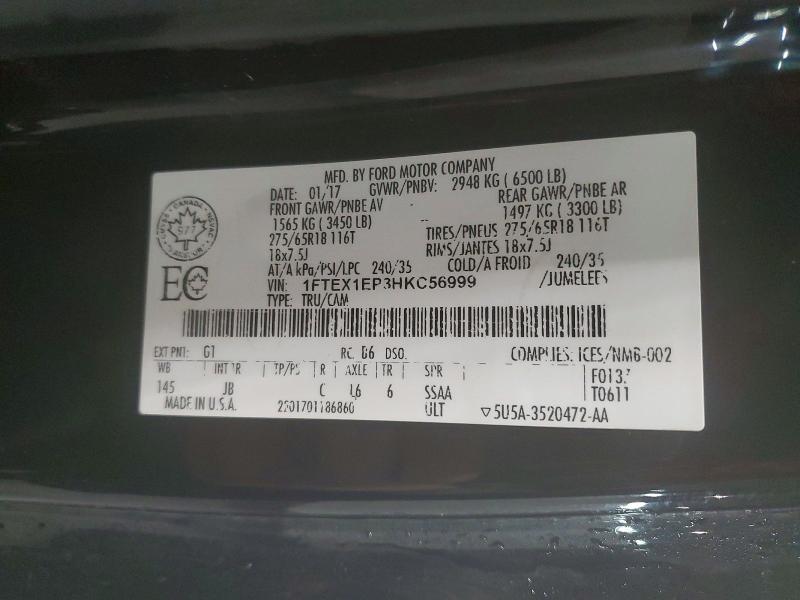Aukcja sprzedaży 2017 Ford F150, vin: 1FTEX1EP3HKC56999, numer aukcji: 45530526
