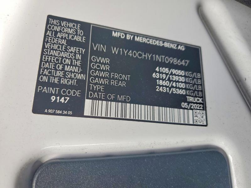 Продаж на аукціоні авто 2022 Mercedes-benz Sprinter, vin: W1Y40CHY1NT098647, номер лоту: 78540225