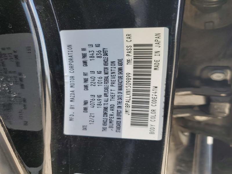 46777076 :رقم المزاد ، JM1BPALLXN1509899 vin ، 2022 Mazda 3 مزاد بيع