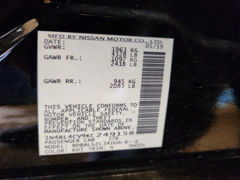 2019 Nissan Altima მანქანა იყიდება აუქციონზე, vin: 1N4BL4CV9KC249158, აუქციონის ნომერი: 47159796