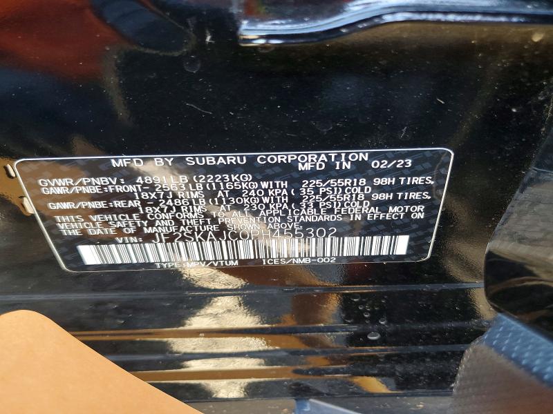 2023 Subaru Forester მანქანა იყიდება აუქციონზე, vin: JF2SKAJC0PH455302, აუქციონის ნომერი: 46552956