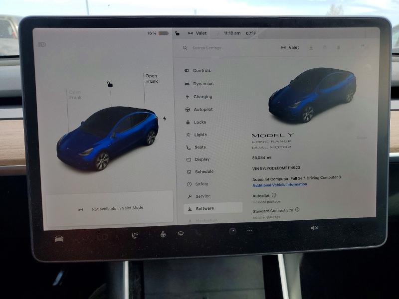 2021 Tesla Model Y მანქანა იყიდება აუქციონზე, vin: 5YJYGDEE0MF114923, აუქციონის ნომერი: 79497715
