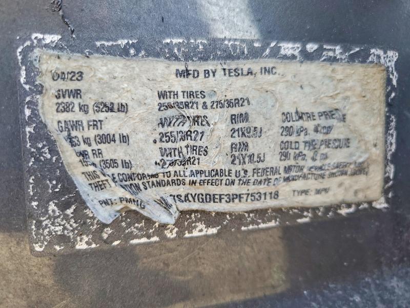 Aukcja sprzedaży 2023 Tesla Model Y, vin: 7SAYGDEF3PF753118, numer aukcji: 45989176