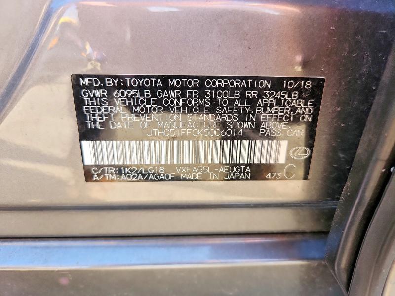47710566 :رقم المزاد ، JTHC51FF0K5006014 vin ، 2019 Lexus Ls 500 مزاد بيع