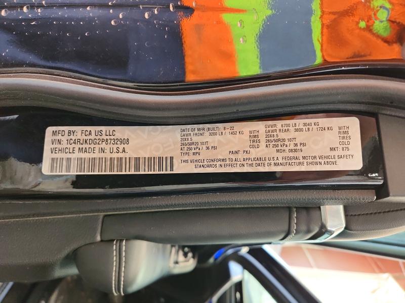47193446 :رقم المزاد ، 1C4RJKDG2P8732908 vin ، 2023 Jeep Grand Cherokee مزاد بيع