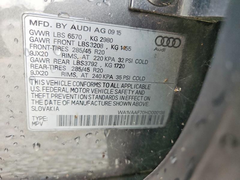 48136316 :رقم المزاد ، WA1VAAF70HD000138 vin ، 2017 Audi Q7 مزاد بيع
