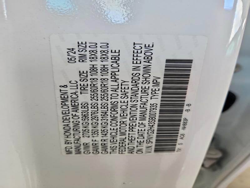 48148316 :رقم المزاد ، 5FNYG2H43SB007935 vin ، 2025 Honda Pilot مزاد بيع