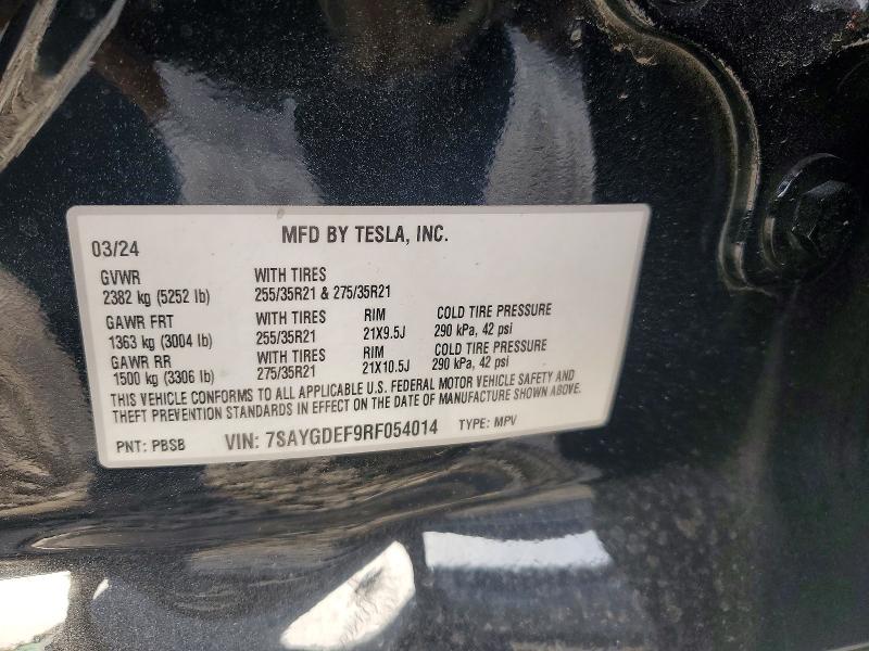 Продажа на аукционе авто 2024 Tesla Model Y, vin: 7SAYGDEF9RF054014, номер лота: 75898175