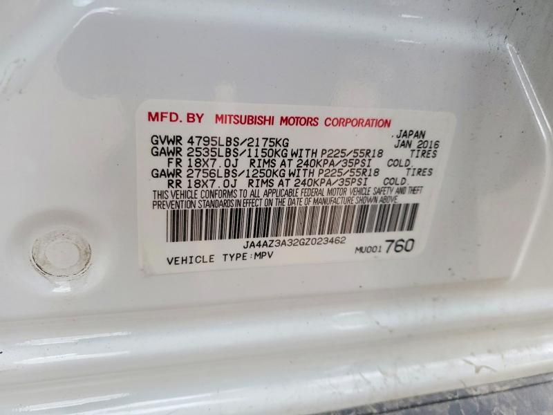 Продаж на аукціоні авто 2016 Mitsubishi Outlander, vin: JA4AZ3A32GZ023462, номер лоту: 48116946
