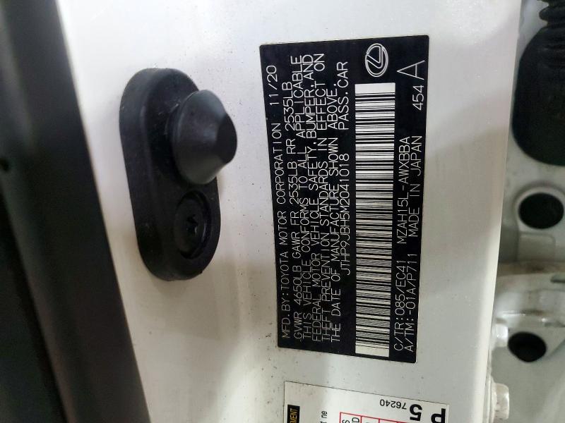 Aukcja sprzedaży 2021 Lexus Ux 250h, vin: JTHP9JBH5M2041018, numer aukcji: 46461436