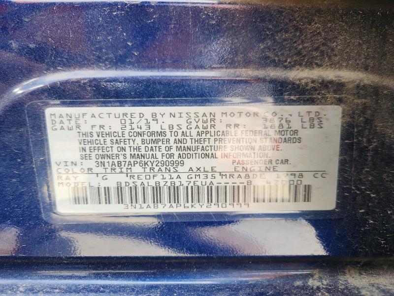 Aukcja sprzedaży 2019 Nissan Sentra, vin: 3N1AB7AP6KY290999, numer aukcji: 48081796