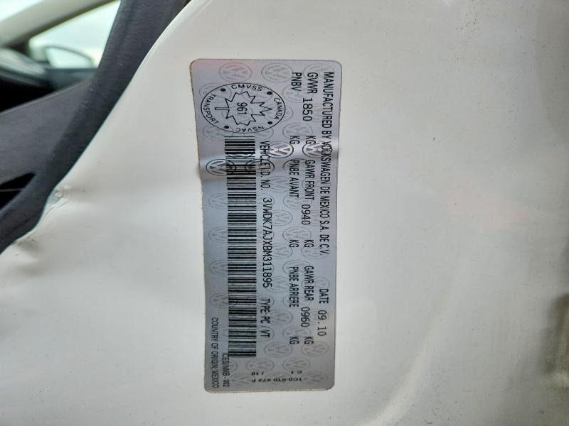 Aukcja sprzedaży 2011 Volkswagen Jetta, vin: 3VWDK7AJXBM311895, numer aukcji: 77554265