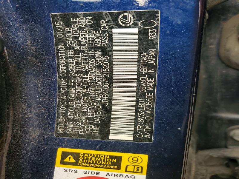 47544276 :رقم المزاد ، JTHBK1GG7F2182075 vin ، 2015 Lexus Es 350 مزاد بيع
