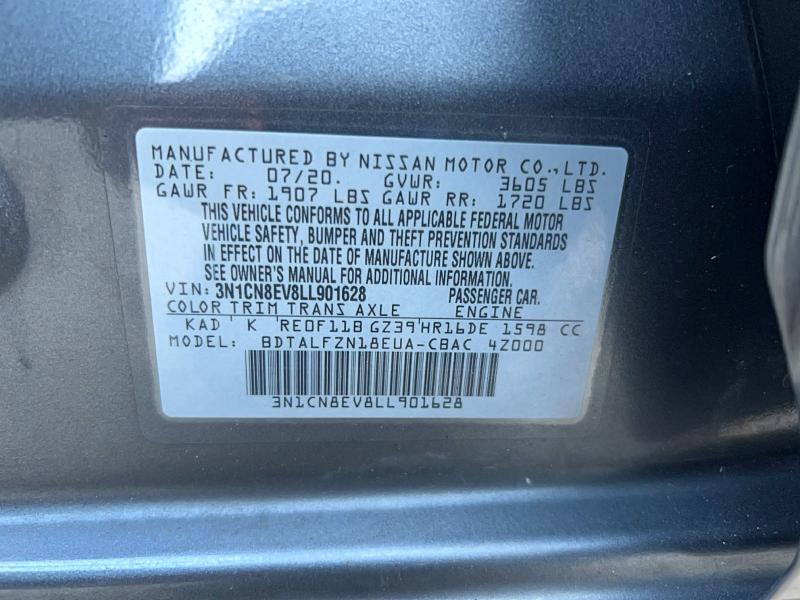 Aukcja sprzedaży 2020 Nissan Versa, vin: 3N1CN8EV8LL901628, numer aukcji: 79825125