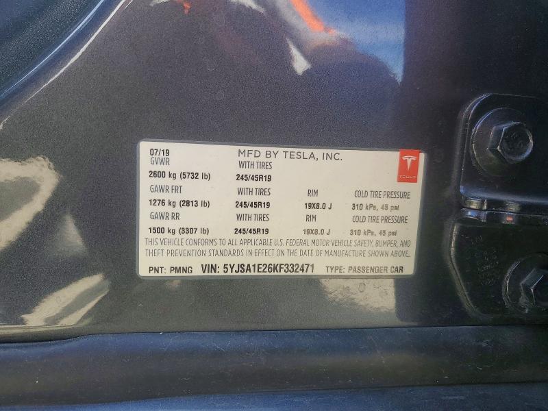 Aukcja sprzedaży 2019 Tesla Model S, vin: 5YJSA1E26KF332471, numer aukcji: 47555986