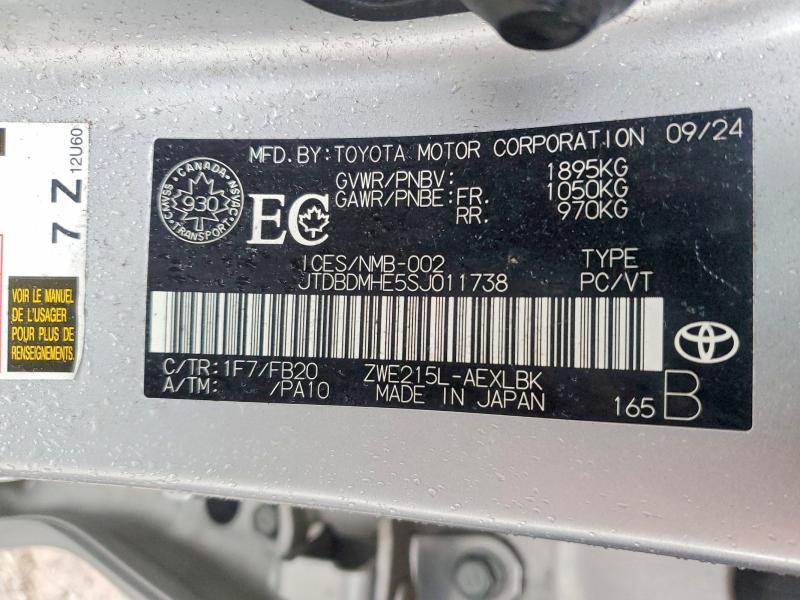 Продажа на аукционе авто 2025 Toyota Corolla Hybrid, vin: JTDBDMHE5SJ011738, номер лота: 46662126