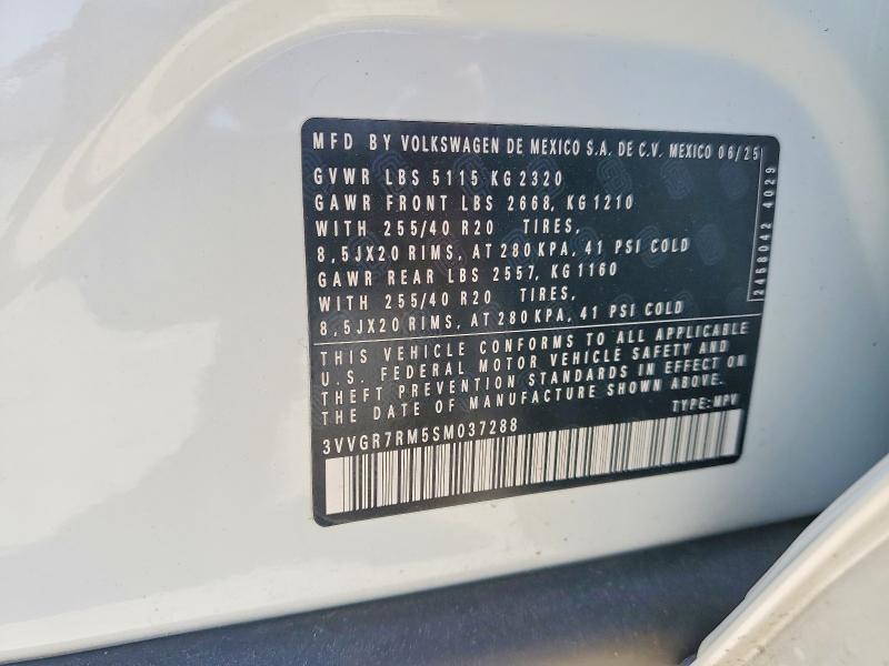 2025 Volkswagen Tiguan მანქანა იყიდება აუქციონზე, vin: 3VVGR7RM5SM037288, აუქციონის ნომერი: 46384376