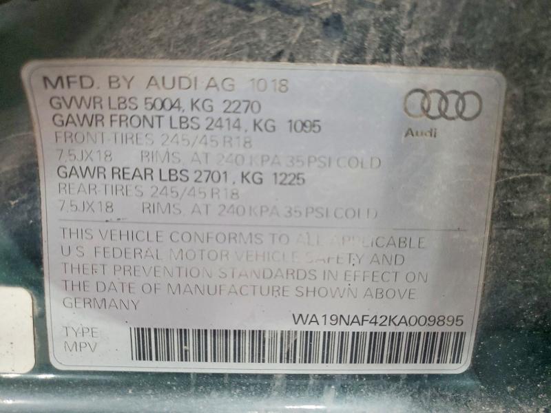 Продажа на аукционе авто 2019 Audi A4 Allroad, vin: WA19NAF42KA009895, номер лота: 47303256