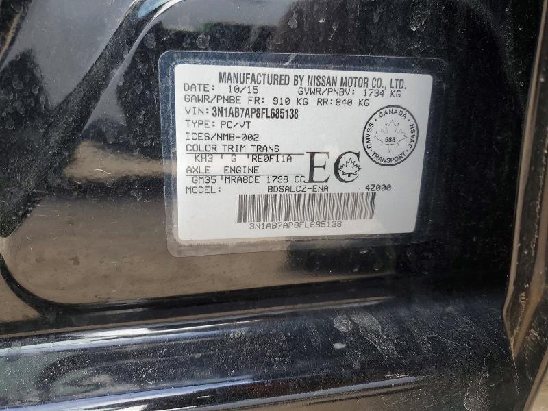42061586 :رقم المزاد ، 3N1AB7AP8FL685138 vin ، 2015 Nissan Sentra مزاد بيع