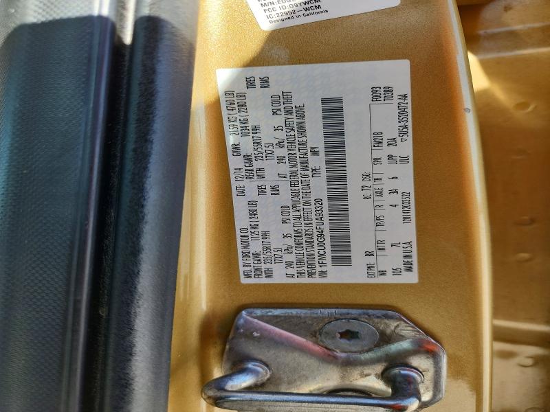 2015 Ford Escape მანქანა იყიდება აუქციონზე, vin: 1FMCU0G94FUA93320, აუქციონის ნომერი: 47867896