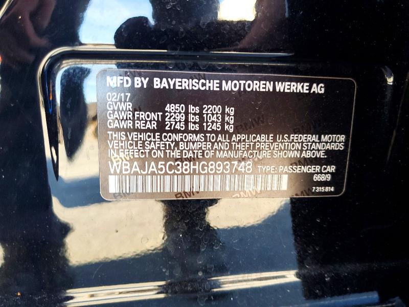 Auction sale of the 2017 Bmw 530, vin: WBAJA5C38HG893748, lot number: 46063956