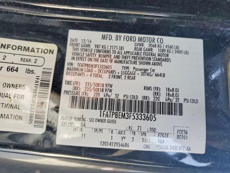 Aukcja sprzedaży 2015 Ford Mustang, vin: 1FATP8EM3F5333605, numer aukcji: 46669296