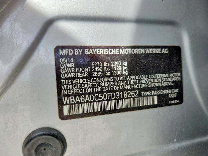 Aukcja sprzedaży 2015 Bmw 640, vin: WBA6A0C50FD318262, numer aukcji: 46155106