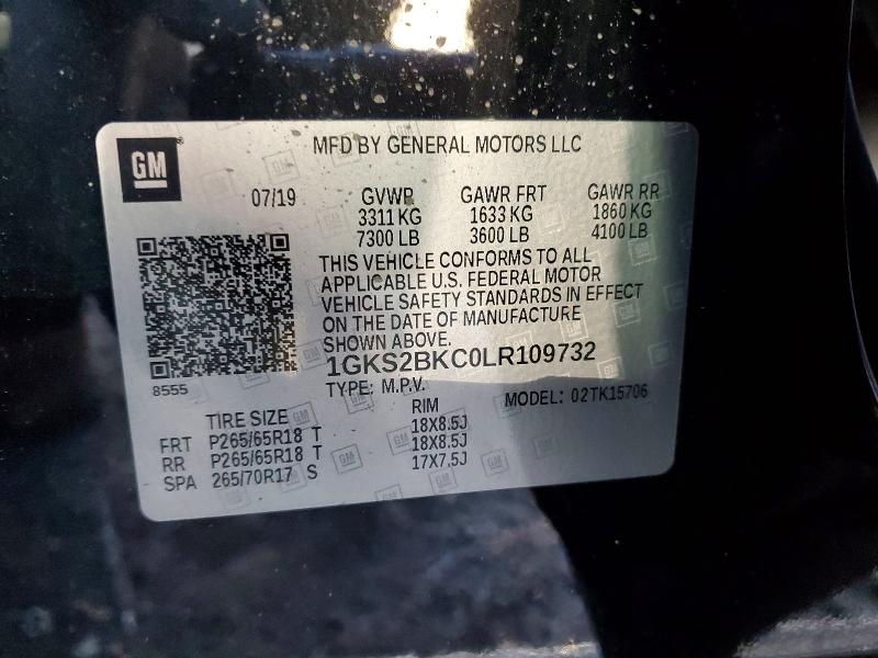 Aukcja sprzedaży 2020 Gmc Yukon, vin: 1GKS2BKC0LR109732, numer aukcji: 45885806