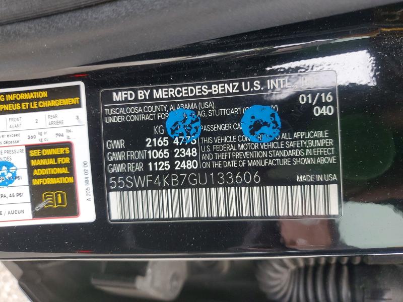 Продажа на аукционе авто 2016 Mercedes-benz C, vin: 55SWF4KB7GU133606, номер лота: 48199596