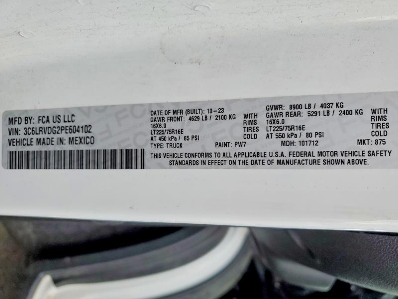 Auction sale of the 2023 Ram Promaster 2500, vin: 3C6LRVDG2PE604102, lot number: 47967186