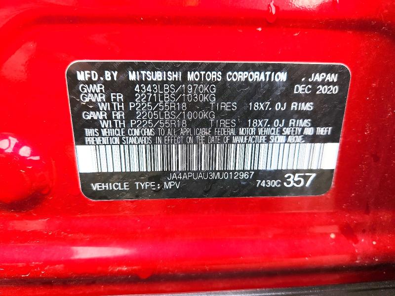 Aukcja sprzedaży 2021 Mitsubishi Outlander Sport, vin: JA4APUAU3MU012967, numer aukcji: 47700746