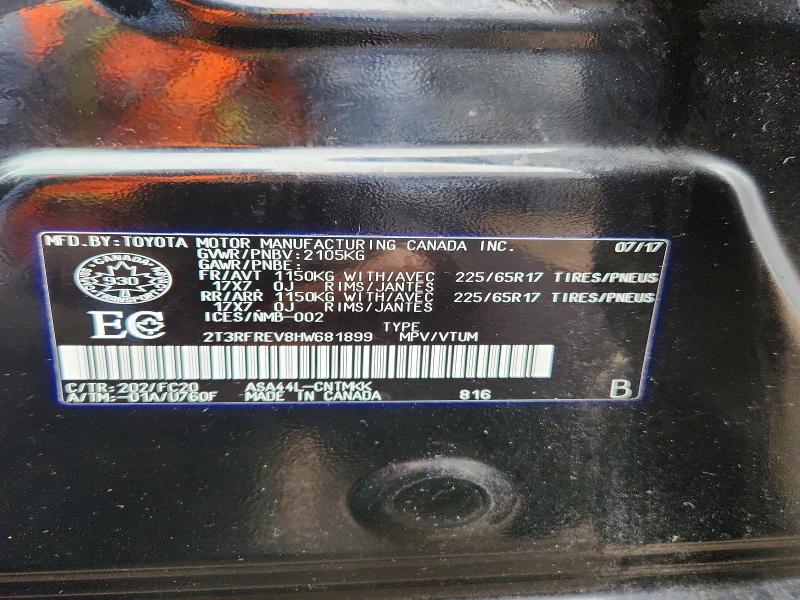 47204856 :رقم المزاد ، 2T3RFREV8HW681899 vin ، 2017 Toyota Rav4 مزاد بيع