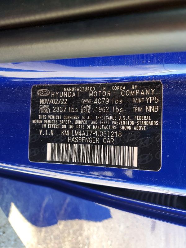 Продаж на аукціоні авто 2023 Hyundai Elantra Hybrid, vin: KMHLM4AJ7PU051218, номер лоту: 45853476