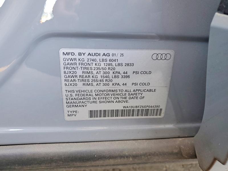 2025 Audi Q4 E-tron მანქანა იყიდება აუქციონზე, vin: WA13UBFZ5SP044390, აუქციონის ნომერი: 79754925