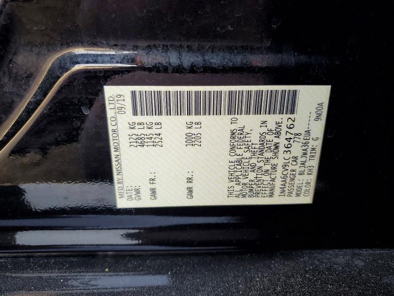 47434516 :رقم المزاد ، 1N4AA6CV9LC364762 vin ، 2020 Nissan Maxima مزاد بيع