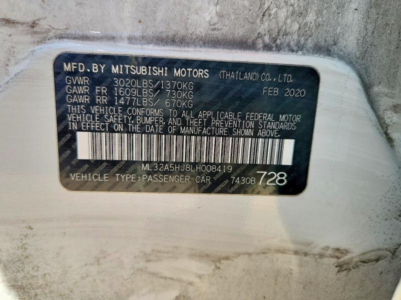 Продаж на аукціоні авто 2020 Mitsubishi Mirage, vin: ML32A5HJ8LH008419, номер лоту: 45975976